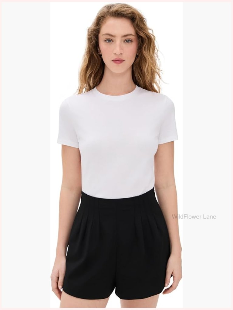 Crew Neck Short Sleeve T-Shirt - Lightweight Cotton Jersey